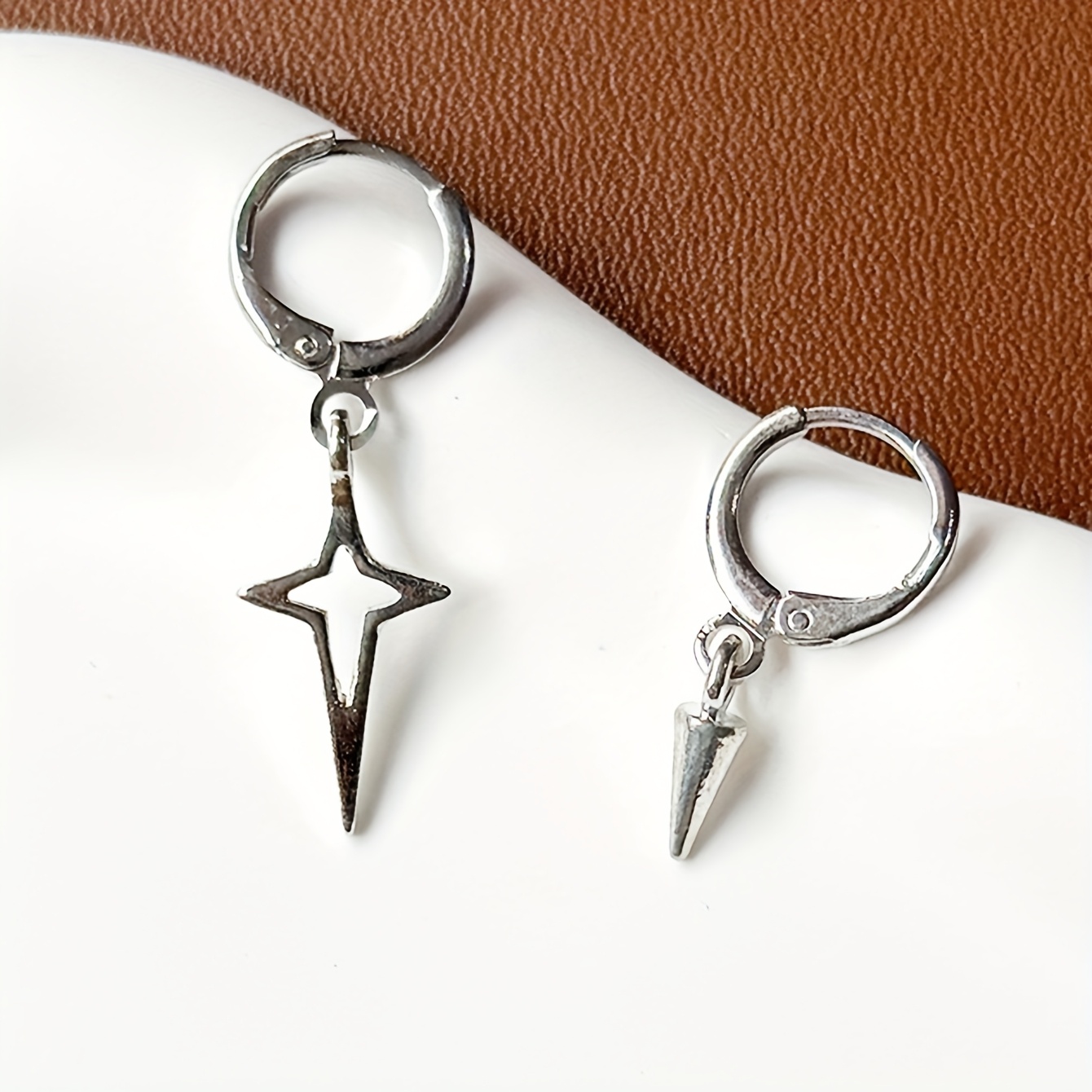 Women's Asymmetrical Cross & Star Earrings